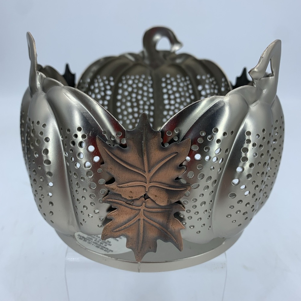 Discontinued‎ Bath Body Works Perforated Metal Pumpkin Leaves Fall Candle Holder